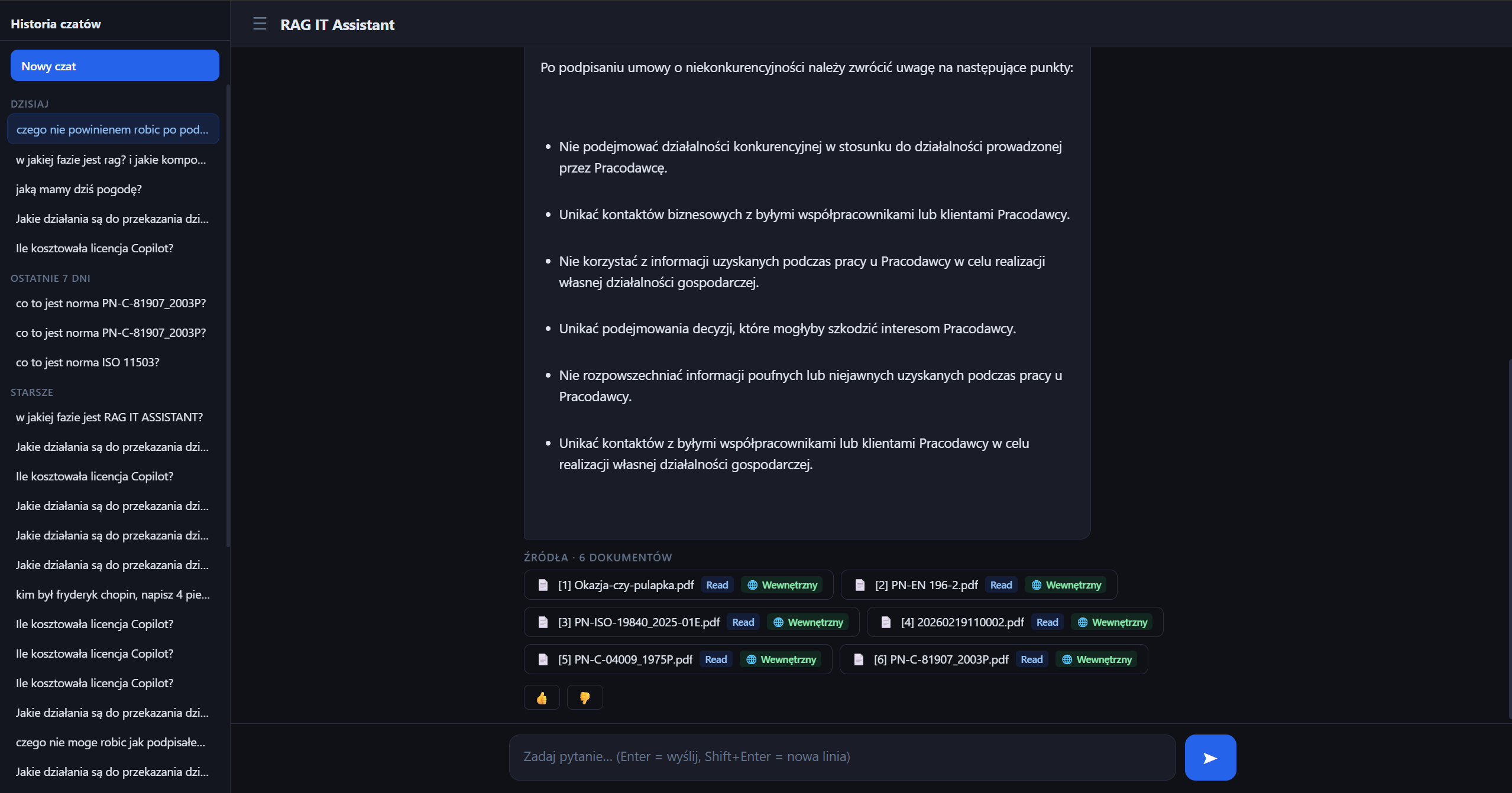 RAG chat interface