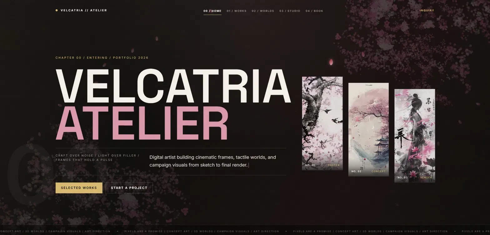 Velcatria Atelier — strona główna